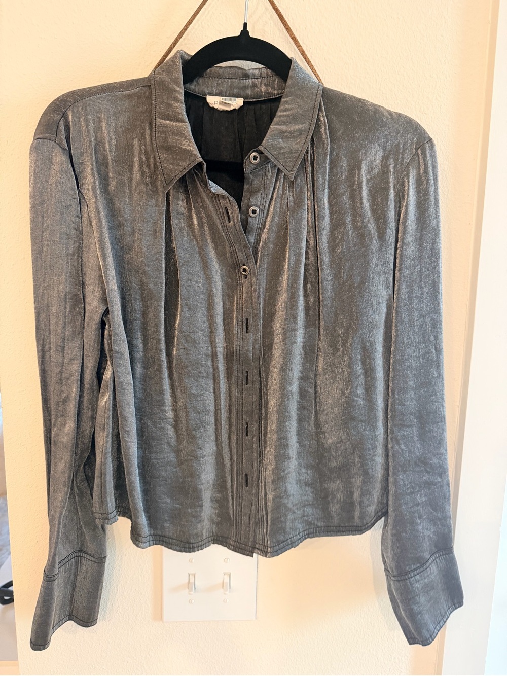 Pilcro Washed Silver-Gray Button-Front Shirt